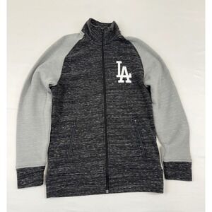 Fanatics MLB Los Angeles Dodgers Space Dye Full Zip Track Jacket Mens Small Gray